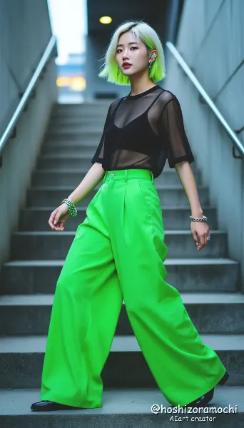 アシッド・グリーンの午後 ― 都会を抜ける階段で