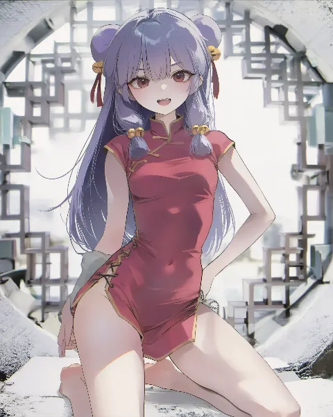 雪の楼閣に立つ紅の少女