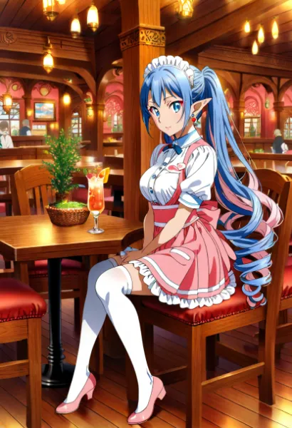 青髪メイドの甘いカフェタイム