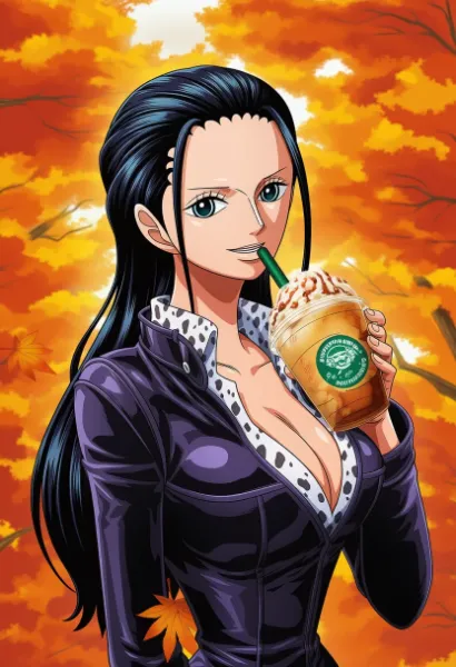 ONE PIECE【ロビン】紅葉とフラペチーノ♪