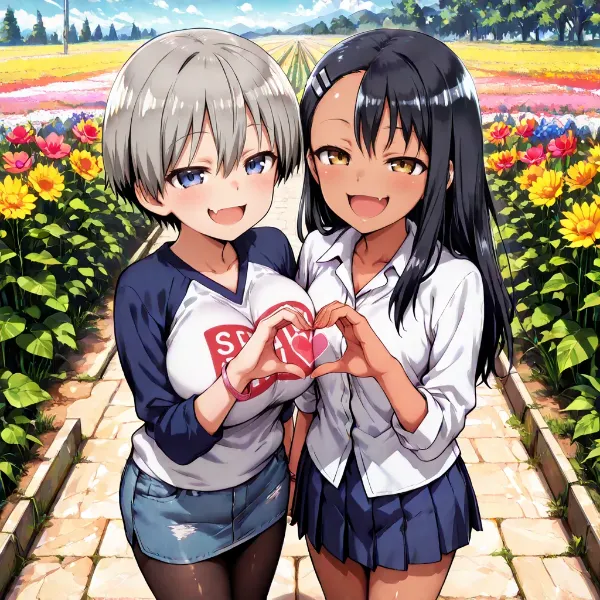 宇崎花×長瀞早瀬 二人でハート