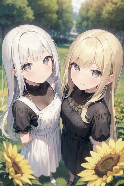 公園で佇む仲良し少女