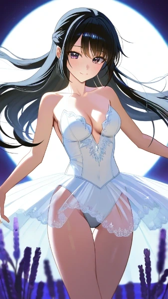 月明かりに舞う白いチュチュ
