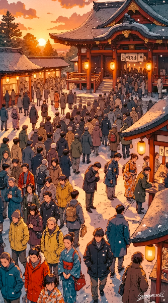 雪と灯りと、願いの列／スマホ壁紙アーカイブ