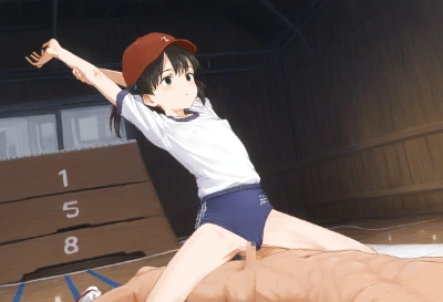 {{47枚}}男子と女子のペアで柔軟体操