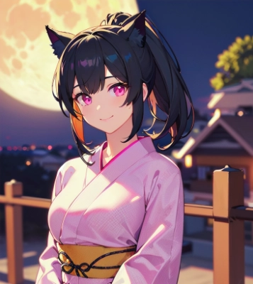 和服の猫耳女子