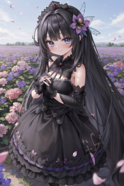 花の舞う平原で