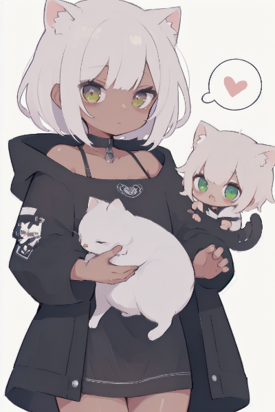 猫耳少女と白猫の優しい絆