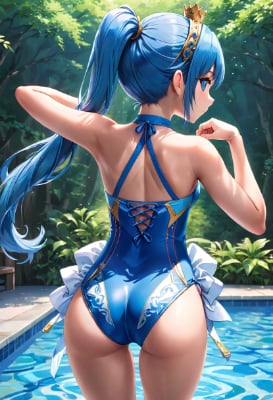 青色の水着