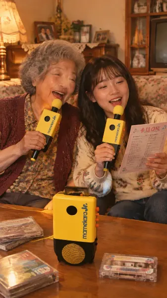 祖母と孫の心温まるカラオケタイム(自宅カラオケ)