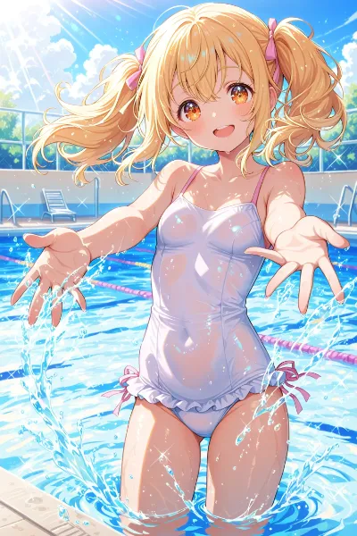水しぶきに輝く夏の笑顔