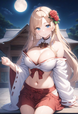巫女と花