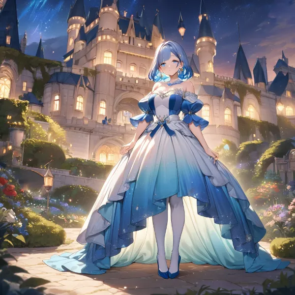 星空の城に佇む蒼の姫