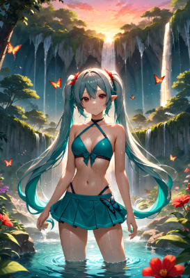 赤い目のエルフの女の子