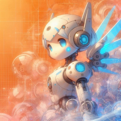 アブストラクトと翼のあるAIロボット