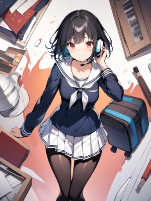 イヤホンをした美少女