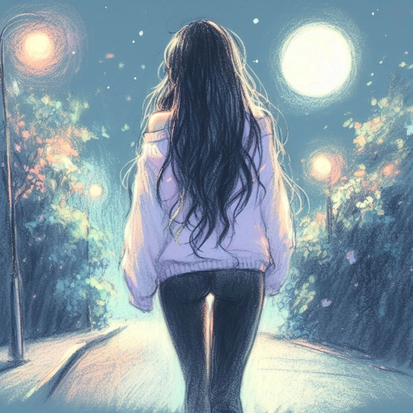 月明かりの中を散歩