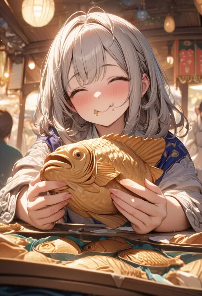 夏祭りの甘い宝物と少女の微笑み