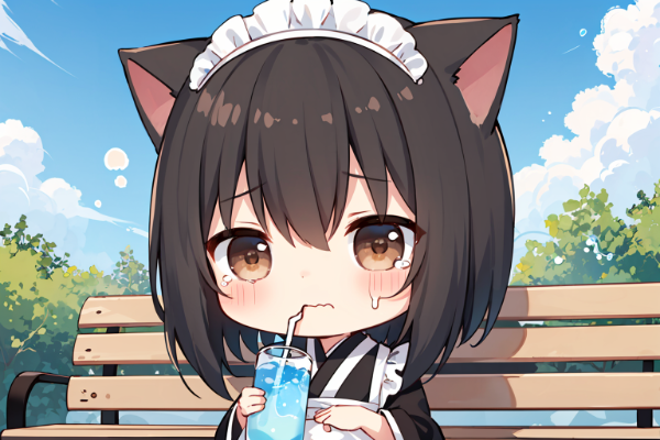 暑くて水を飲んでも飲んでも喉が渇くニャー(TOT)