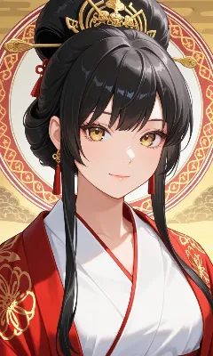 金色の瞳を湛えた和装美人