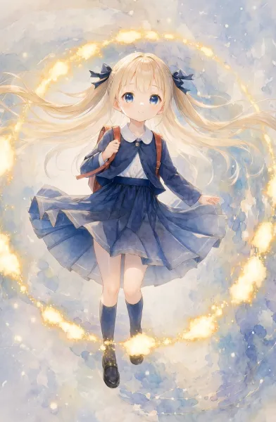 ふわふわする制服少女