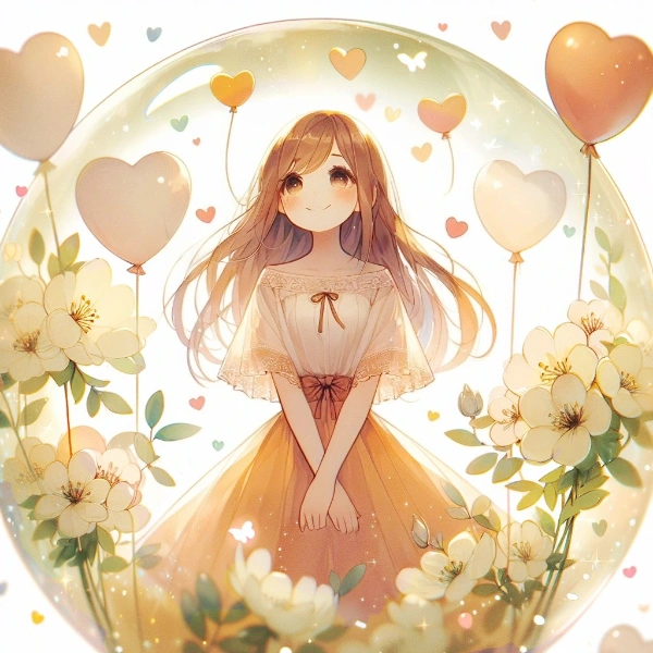 ハート風船を見上げて＜シャボン玉編＞