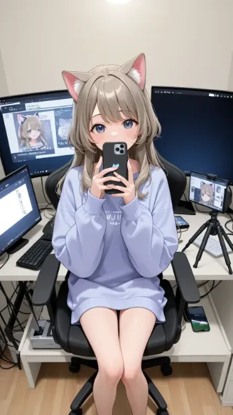 配信部屋の紹介をするVtuber