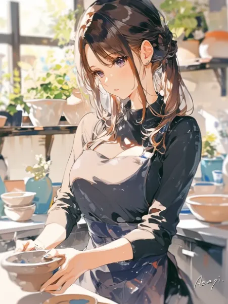 陶芸をしている女の子