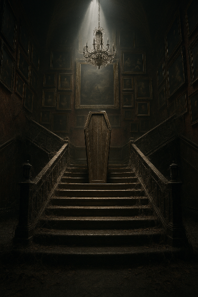 古邸の階段に佇む棺の秘密