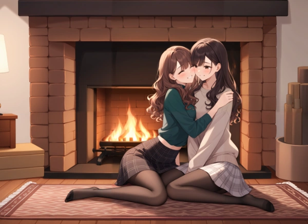 冬の別荘で恋人と