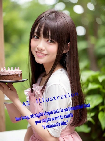 プロンプト公開／カフェのウエイトレスはロングヘア美少女