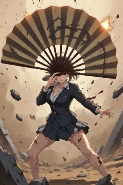 炎の扇子を振るう少女の決戦