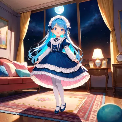 夜の素敵な青髪さん
