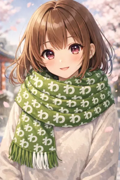 「わ」柄のマフラー2