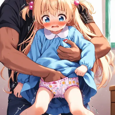 スモック姿の金髪少女をおさわり その3