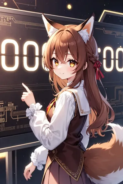 カウントダウンボードを設置する狐耳系女子