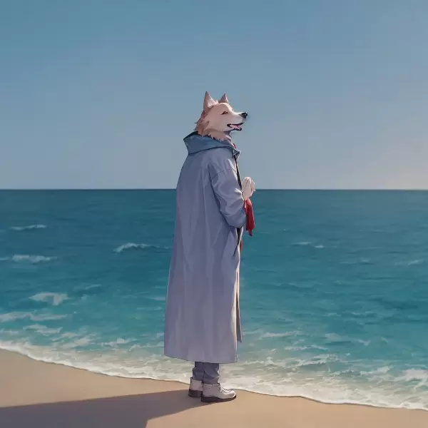 海を眺める犬獣人