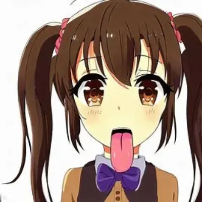 いろんな色の髪の制服少女の舌出しフェイス