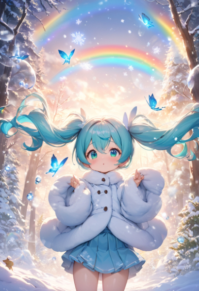グリーンのカラコンの雪ミクちゃん