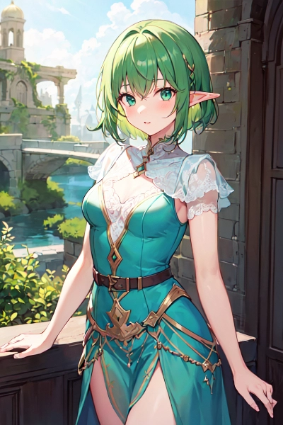 緑髪のエルフ娘
