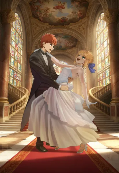 宮廷で一緒にダンスをする士郎とアルトリア