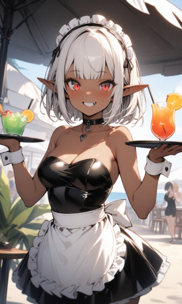 銀髪黒エルフさん