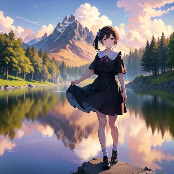 湖畔の少女と風のささやき