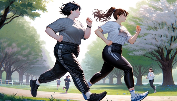 『公園でジョギング』