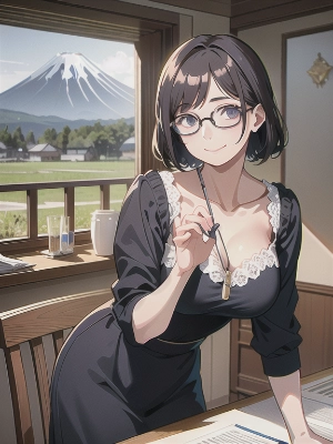 富士山と女性