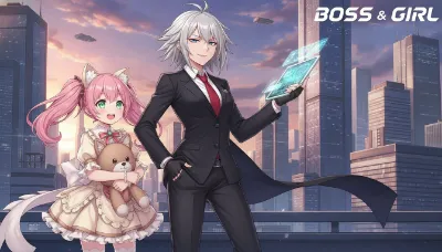 未来都市のボスと猫耳少女