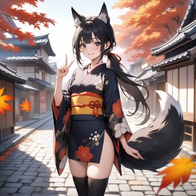 黒髪狐耳の女の子2