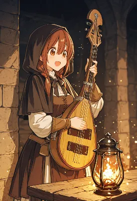 古城の灯火に響く少女の調べ