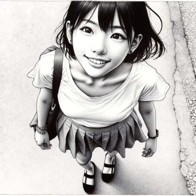 detailed black-and-white illustration drawn in ballpoint pen style