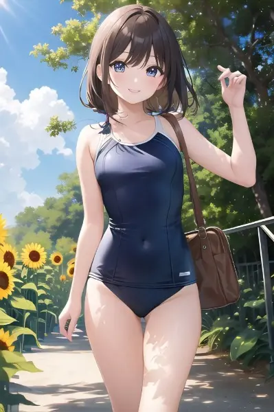 水着のままで帰る田舎の女の子